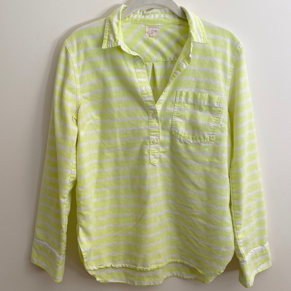 J. Crew Factory Tops - J. Crew Factory Yellow White Striped Popover